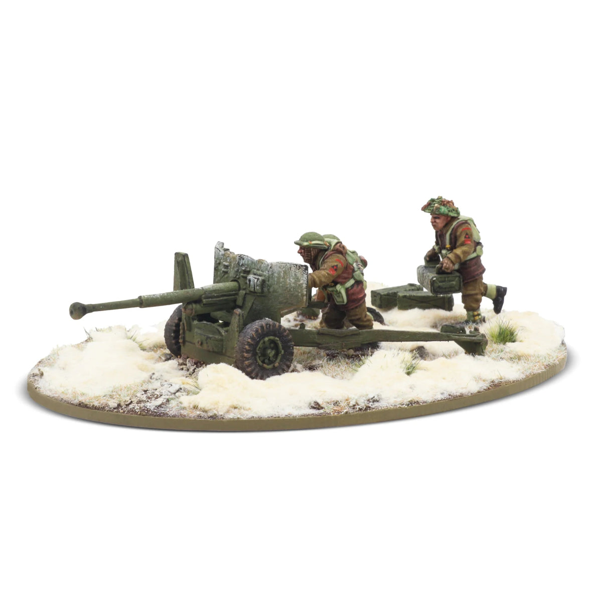 6 pdr anti - tank gun with British infantry (winter) crew - Fog of Wargames - 