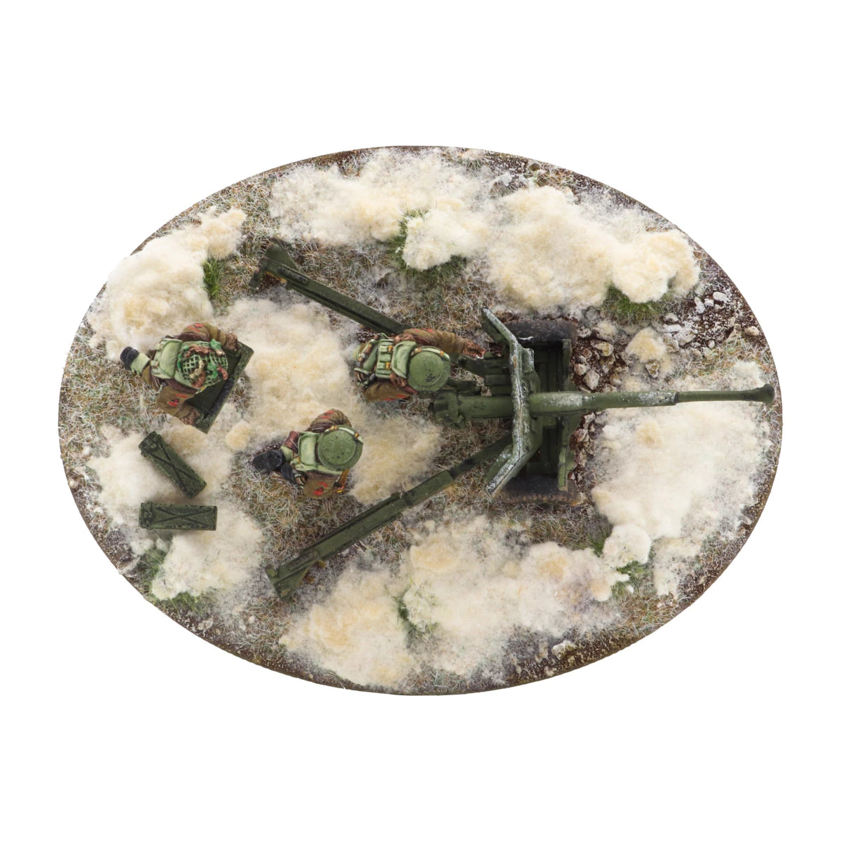 6 pdr anti - tank gun with British infantry (winter) crew - Fog of Wargames - 